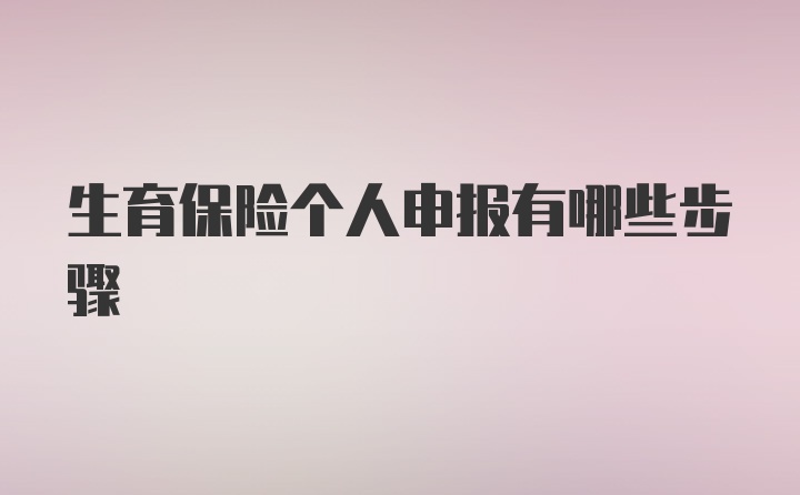 生育保险个人申报有哪些步骤