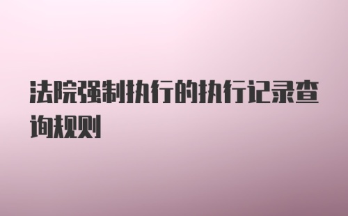 法院强制执行的执行记录查询规则