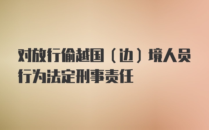 对放行偷越国（边）境人员行为法定刑事责任