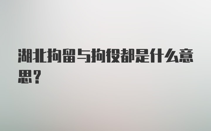 湖北拘留与拘役都是什么意思？