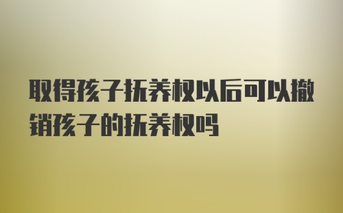 取得孩子抚养权以后可以撤销孩子的抚养权吗