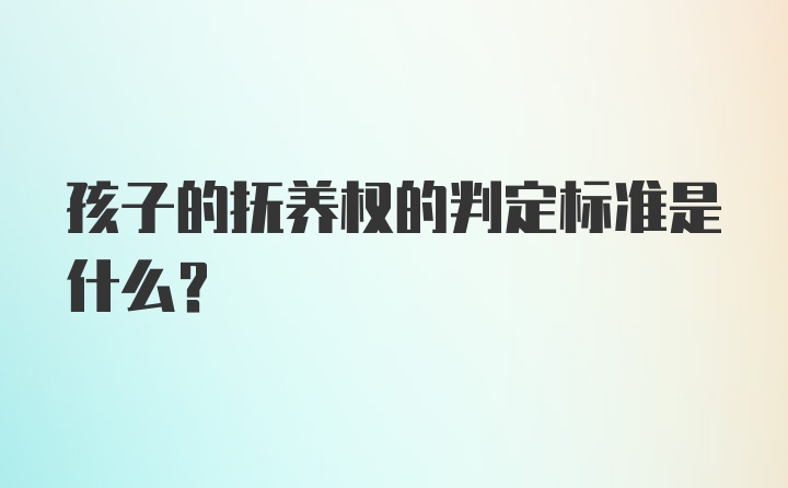 孩子的抚养权的判定标准是什么？