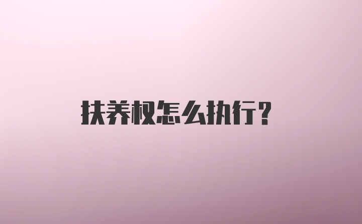 扶养权怎么执行？