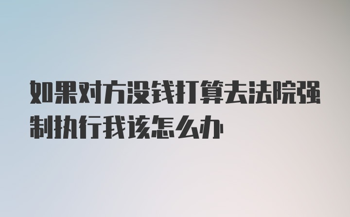 如果对方没钱打算去法院强制执行我该怎么办