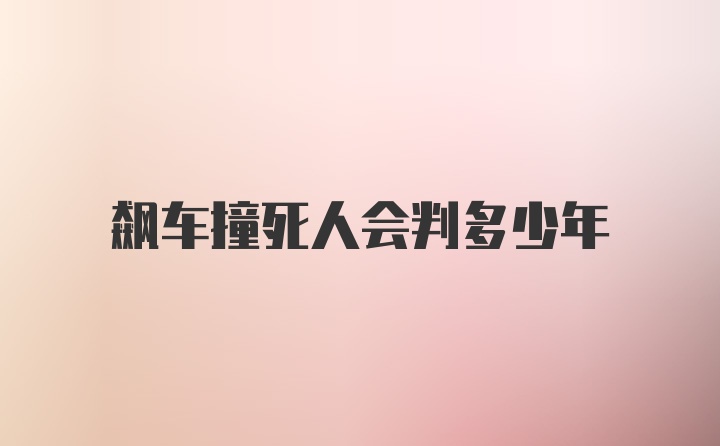 飙车撞死人会判多少年