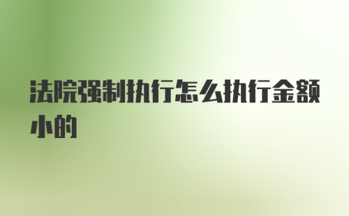 法院强制执行怎么执行金额小的