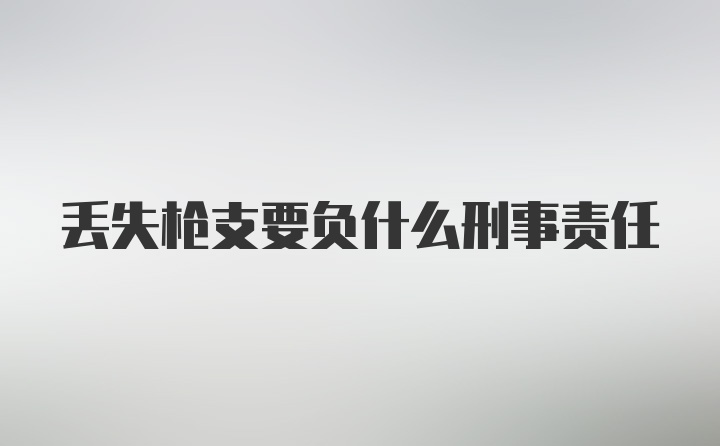 丢失枪支要负什么刑事责任