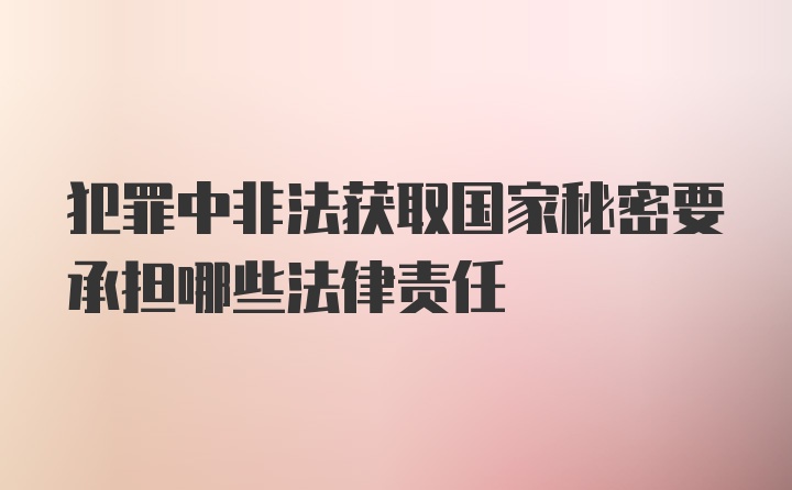 犯罪中非法获取国家秘密要承担哪些法律责任