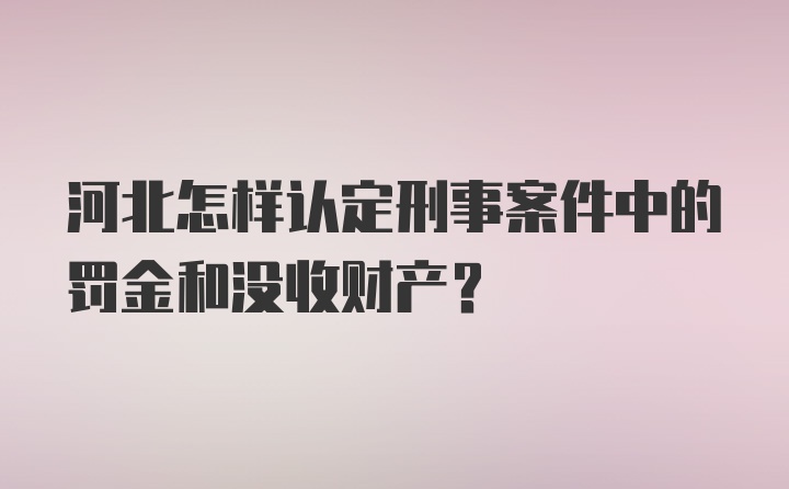 河北怎样认定刑事案件中的罚金和没收财产？