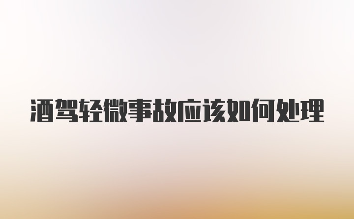 酒驾轻微事故应该如何处理