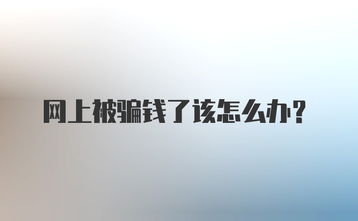 网上被骗钱了该怎么办？