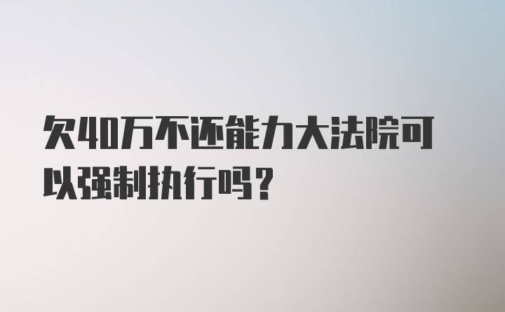 欠40万不还能力大法院可以强制执行吗?