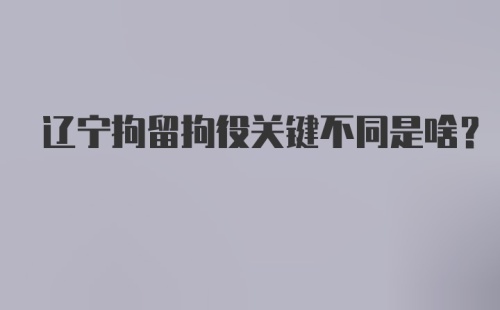 辽宁拘留拘役关键不同是啥？