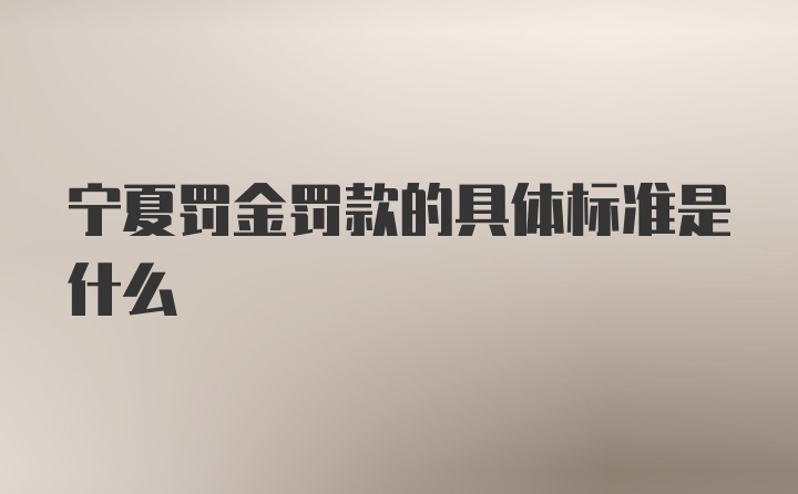 宁夏罚金罚款的具体标准是什么