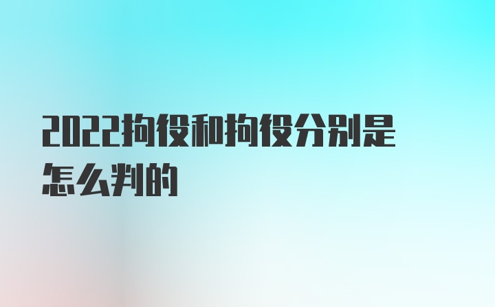 2022拘役和拘役分别是怎么判的