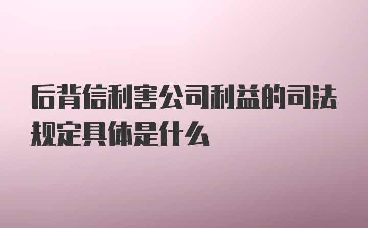 后背信利害公司利益的司法规定具体是什么