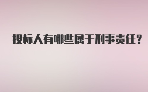 投标人有哪些属于刑事责任？