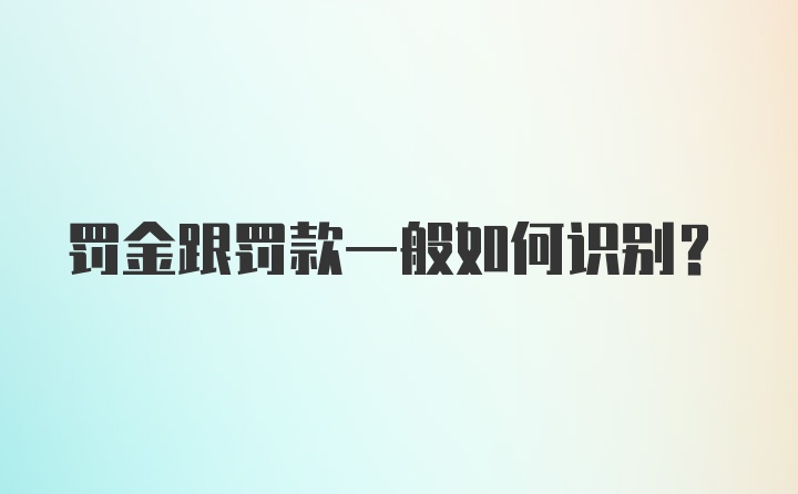 罚金跟罚款一般如何识别？