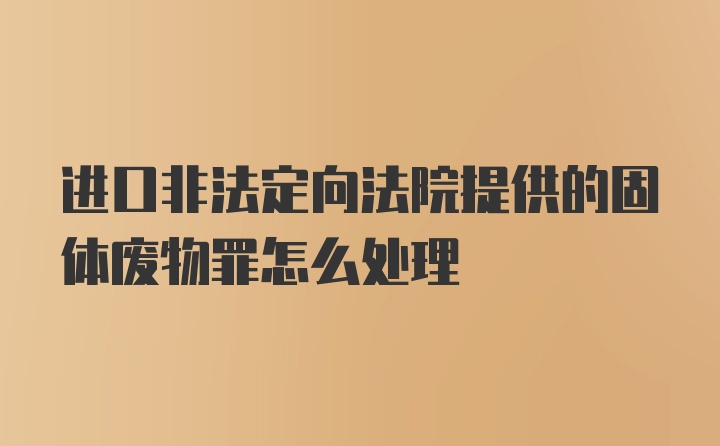 进口非法定向法院提供的固体废物罪怎么处理