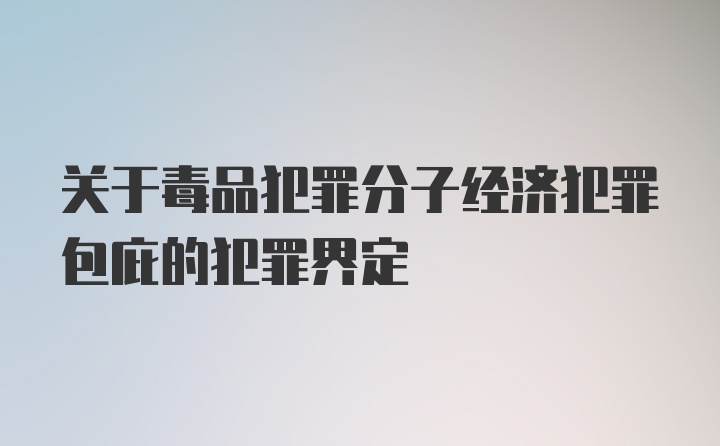 关于毒品犯罪分子经济犯罪包庇的犯罪界定