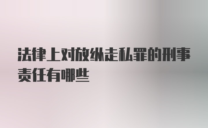 法律上对放纵走私罪的刑事责任有哪些