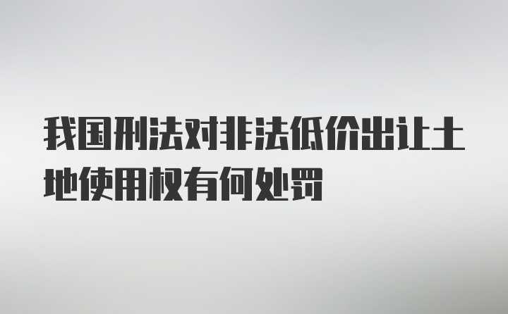 我国刑法对非法低价出让土地使用权有何处罚