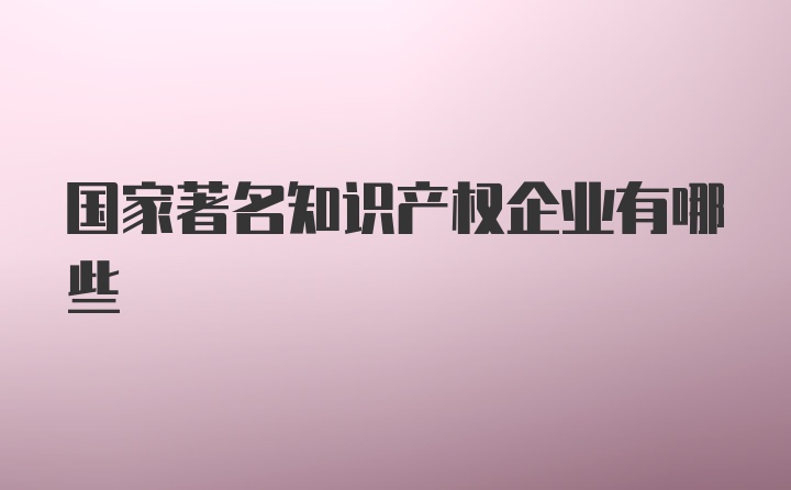 国家著名知识产权企业有哪些