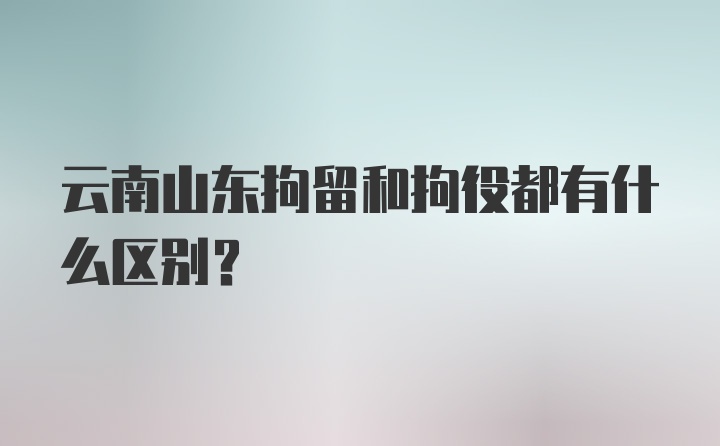 云南山东拘留和拘役都有什么区别？