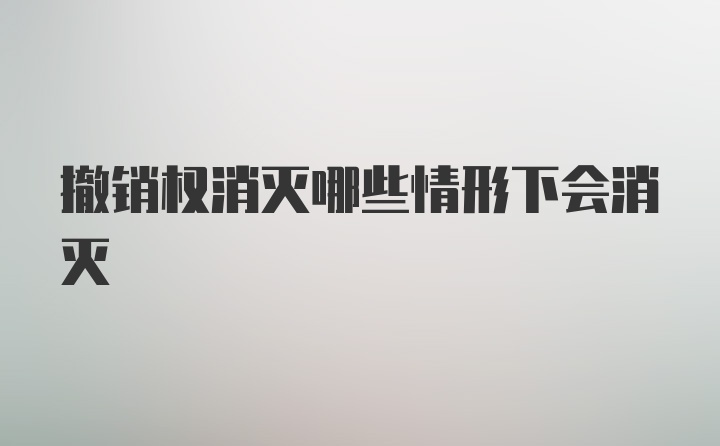 撤销权消灭哪些情形下会消灭