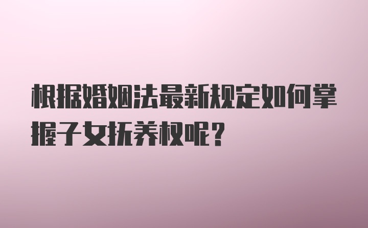 根据婚姻法最新规定如何掌握子女抚养权呢？