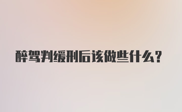 醉驾判缓刑后该做些什么？