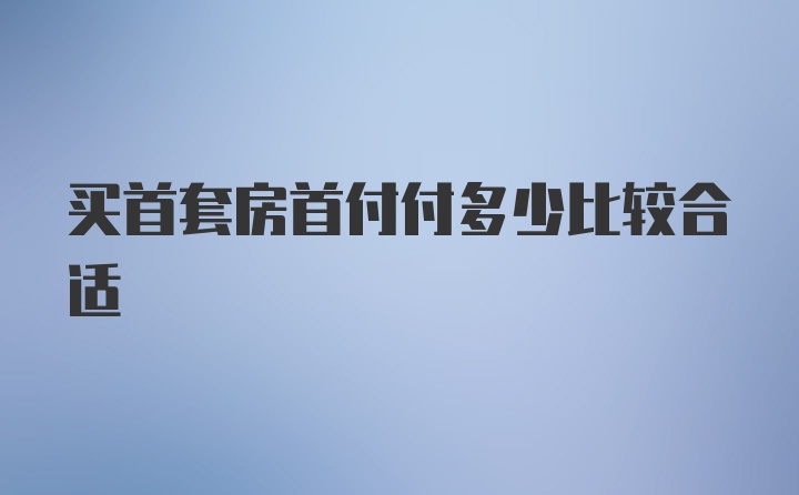 买首套房首付付多少比较合适