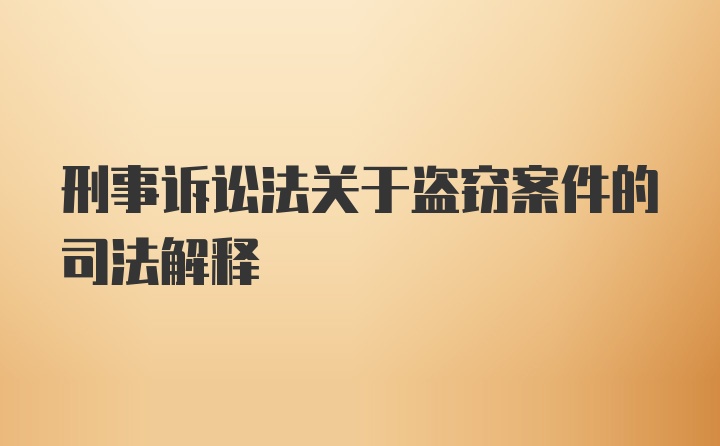 刑事诉讼法关于盗窃案件的司法解释