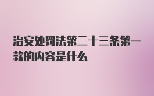 治安处罚法第二十三条第一款的内容是什么