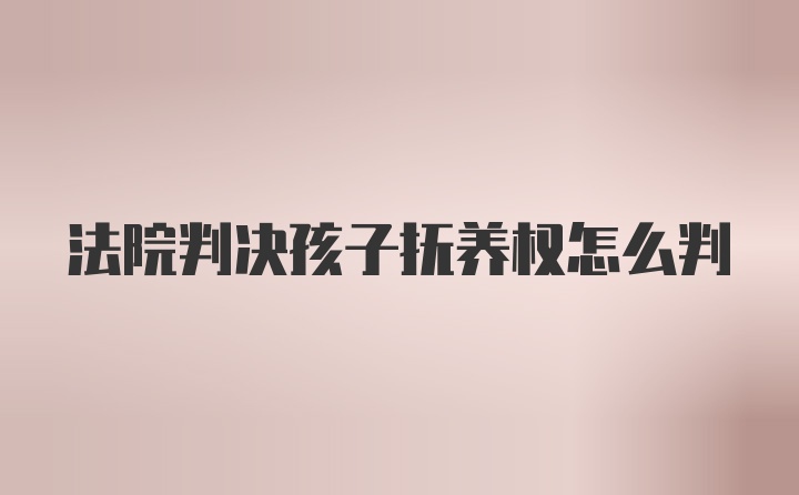 法院判决孩子抚养权怎么判