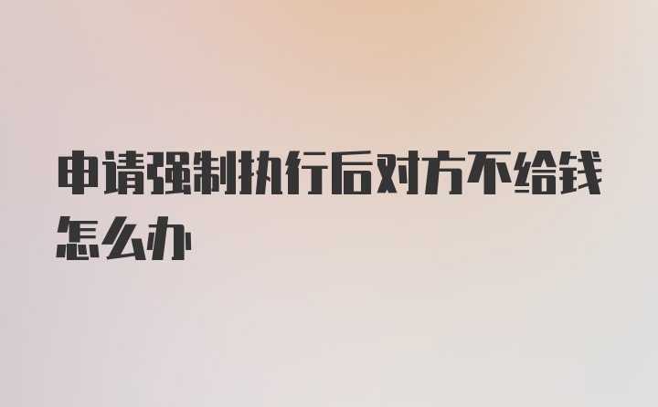 申请强制执行后对方不给钱怎么办