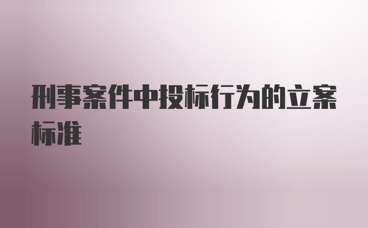 刑事案件中投标行为的立案标准