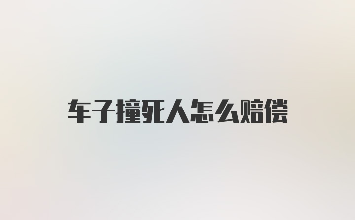 车子撞死人怎么赔偿