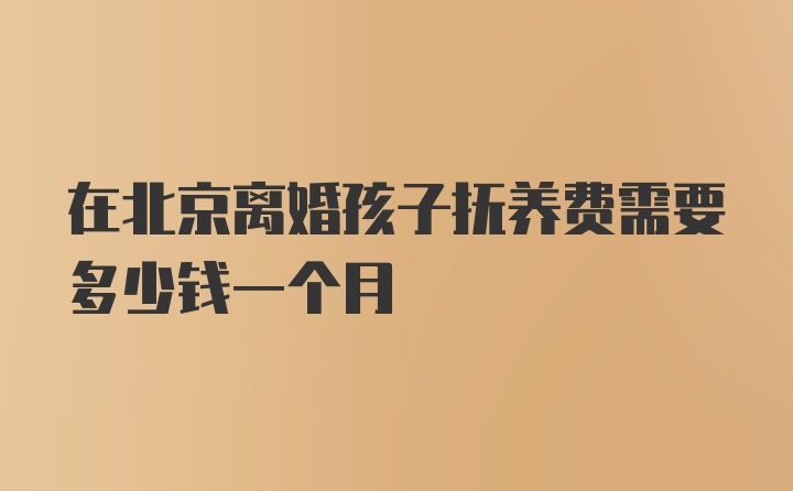 在北京离婚孩子抚养费需要多少钱一个月