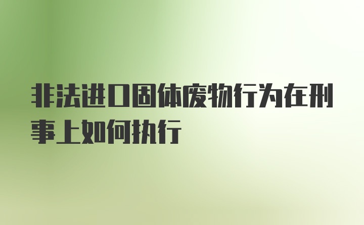 非法进口固体废物行为在刑事上如何执行