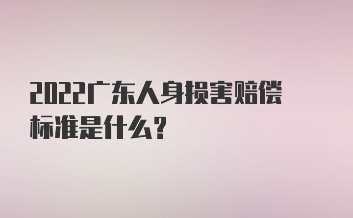 2022广东人身损害赔偿标准是什么？