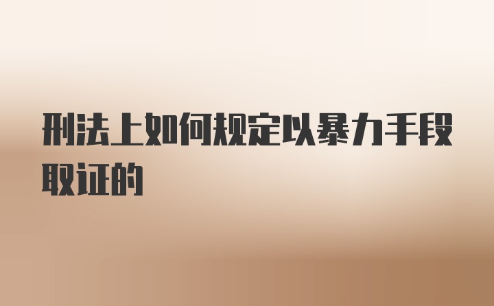 刑法上如何规定以暴力手段取证的