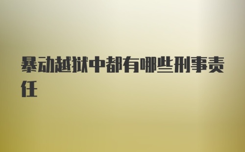 暴动越狱中都有哪些刑事责任