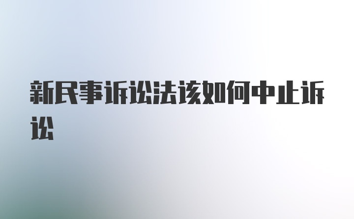 新民事诉讼法该如何中止诉讼