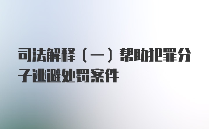 司法解释（一）帮助犯罪分子逃避处罚案件