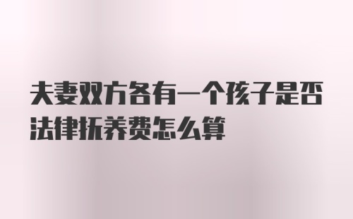 夫妻双方各有一个孩子是否法律抚养费怎么算