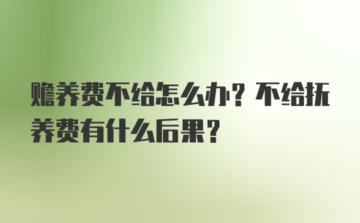 赡养费不给怎么办？不给抚养费有什么后果？