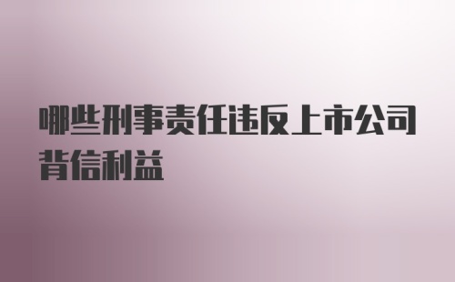 哪些刑事责任违反上市公司背信利益