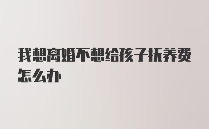 我想离婚不想给孩子抚养费怎么办