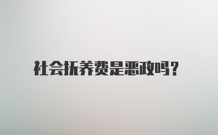 社会抚养费是恶政吗?